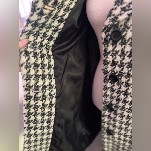 Anne Klein - wool blend elegant houndstooth thick coat - Picture 8 of 13